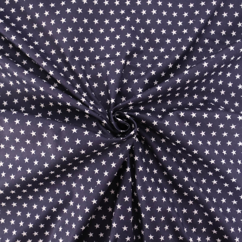 Popeline De Coton Etoiles Navy - Maison Klem